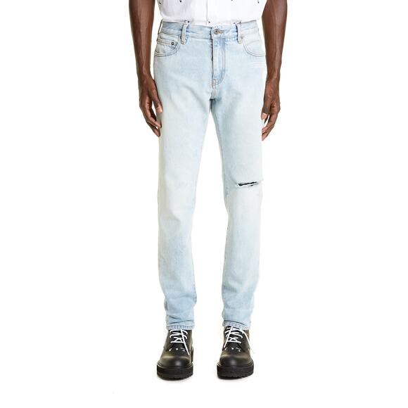 Off-White 'Distressed' Blue Skinny Denim Jean Size 30 - Picture 1 of 5